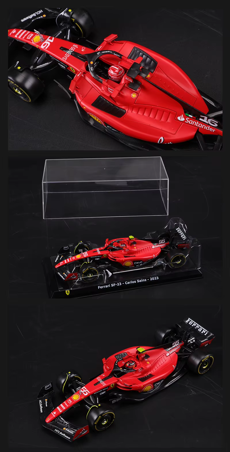 Bburago 1:24 Ferrari Sf23 C.sainz No.16 Formula One Cars Simulated Alloy Car Model