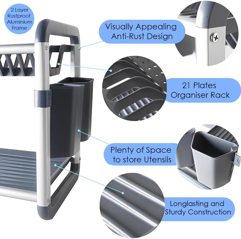 Aluminum Dish Drainer Rack 2-Floor