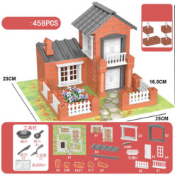 Bricklayers Build Houses Villas Handcrafted Diy Building Models Blocks Toy 458Pcs