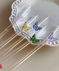 Butterfly Glass Straw 6Xglass Straw+1Xbrush - Set Of 7 13 Butterfly Glass Straw 6Xglass Straw+1Xbrush - Set Of 7 - Image 2