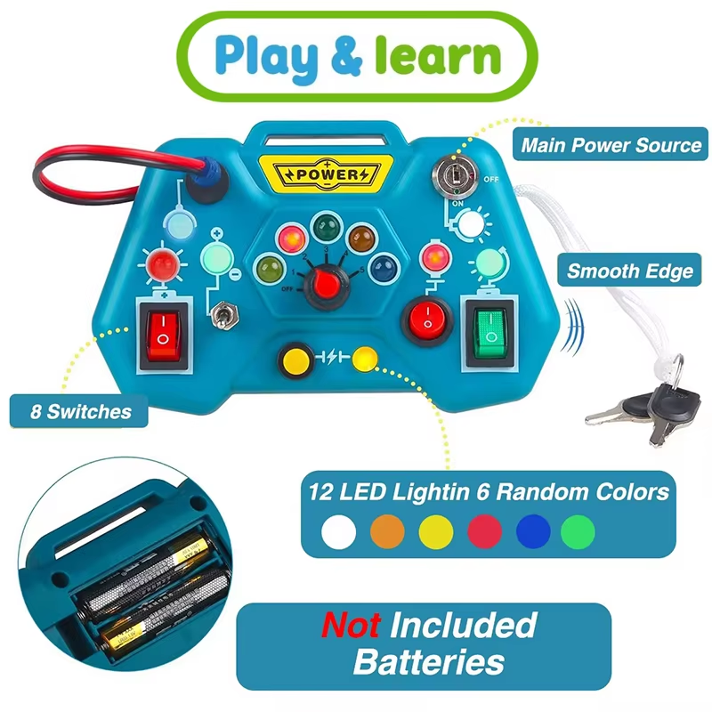 Children Busy Board Sensory Toy With Led Light Switch Control Board Travel Activities Montessori Thinking Game For 2-4 Years Old