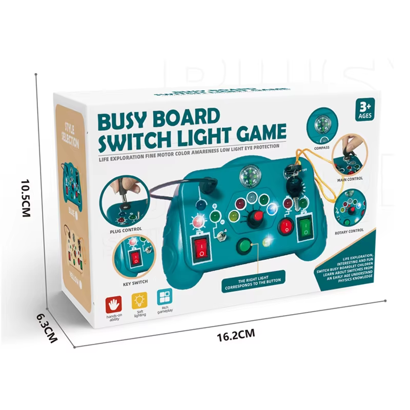 Children Busy Board Sensory Toy With Led Light Switch Control Board Travel Activities Montessori Thinking Game For 2-4 Years Old