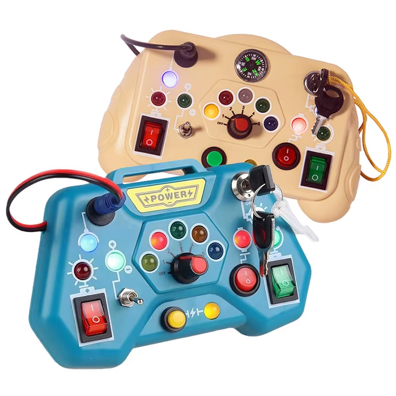 Children Busy Board Sensory Toy With Led Light Switch Control Board Travel Activities Montessori Thinking Game For 2-4 Years Old