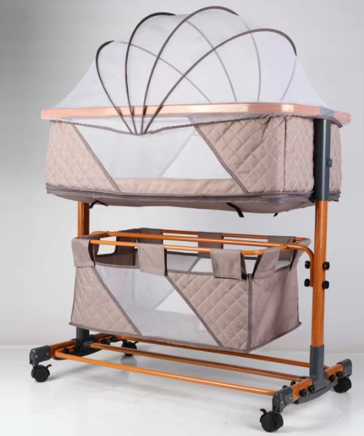 Children'S Bed Rocking Chair With Mosquito Net And Storage Frame