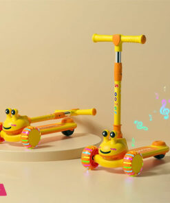 Childrens Scooter for Kids Ages 2-6 Foldable & Height Adjustable Non-Slip Deck and Extra Wide PU Light-up Wheels 3 Wheel