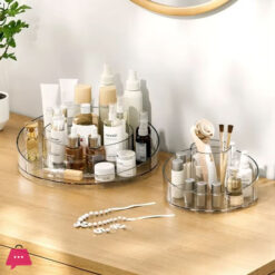 Clear Acrylic Cosmetic Storage Box Rotating Tray Desktop Dress Table Bathroom Lipstick Skin Care Product Rack Makeup Organizer