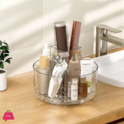 Clear Acrylic Cosmetic Storage Box Rotating Tray Desktop Dress Table Bathroom Lipstick Skin Care Product Rack Makeup Organizer