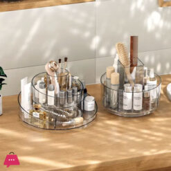 Clear Acrylic Cosmetic Storage Box Rotating Tray Desktop Dress Table Bathroom Lipstick Skin Care Product Rack Makeup Organizer
