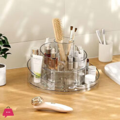 Clear Acrylic Cosmetic Storage Box Rotating Tray Desktop Dress Table Bathroom Lipstick Skin Care Product Rack Makeup Organizer
