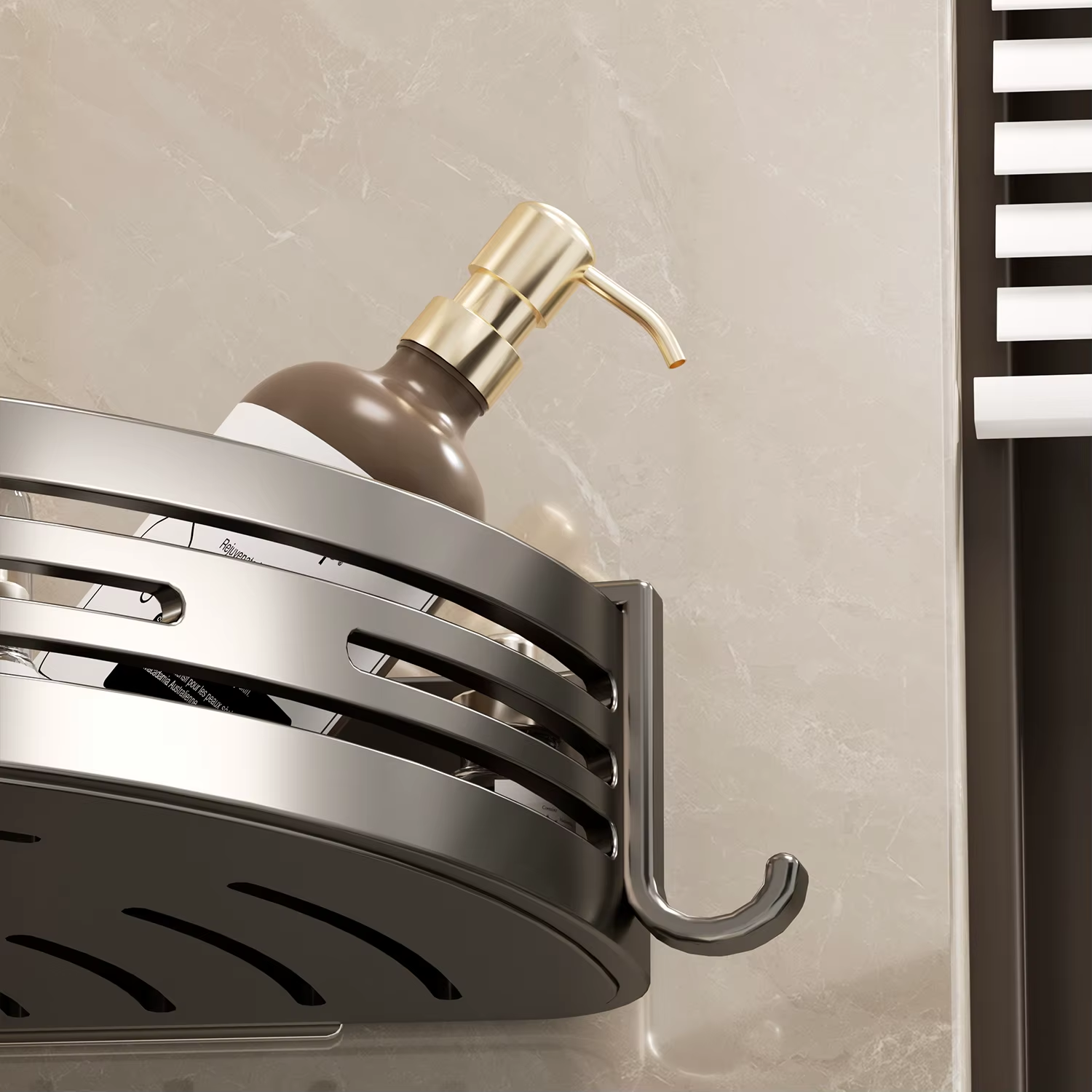 Corner Bathroom Storage Rack Punch-Free Wall-Mounted Metal