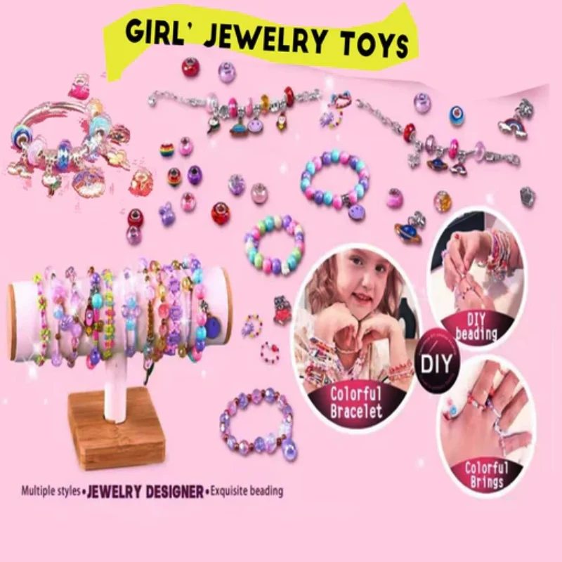 Crystal Beading Diy Jewellery Box 4-In-1 Treasure Jewelry Box Diy Princess Girl Bracelet Beaded