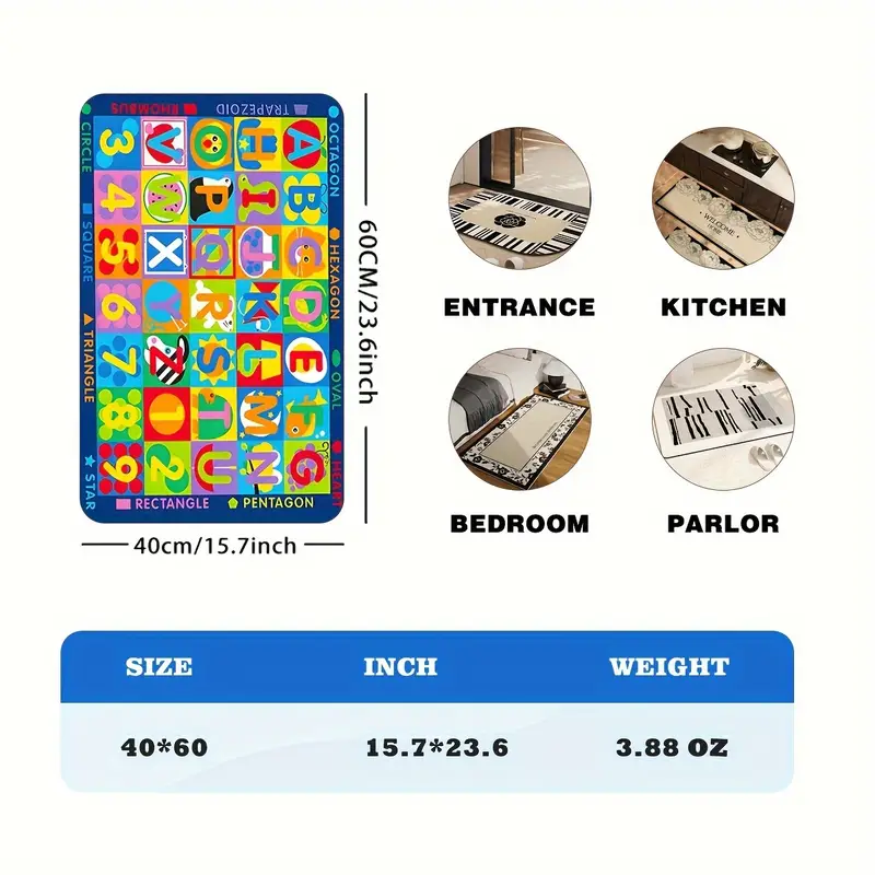 Cute Animal Print Gaming Rug Bedside Carpet Early Education Element Floor Mat Washable Carpet For Living Room Bedroom Gaming Room 60 X 40 Cm