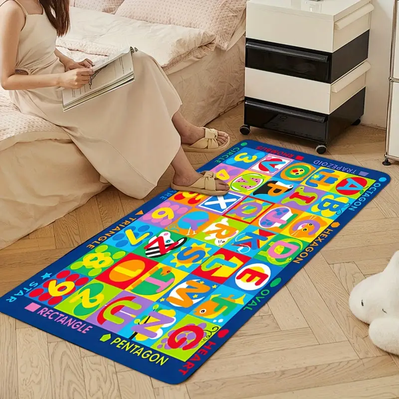 Cute Animal Print Gaming Rug Bedside Carpet Early Education Element Floor Mat Washable Carpet For Living Room Bedroom Gaming Room 80 X 50 Cm