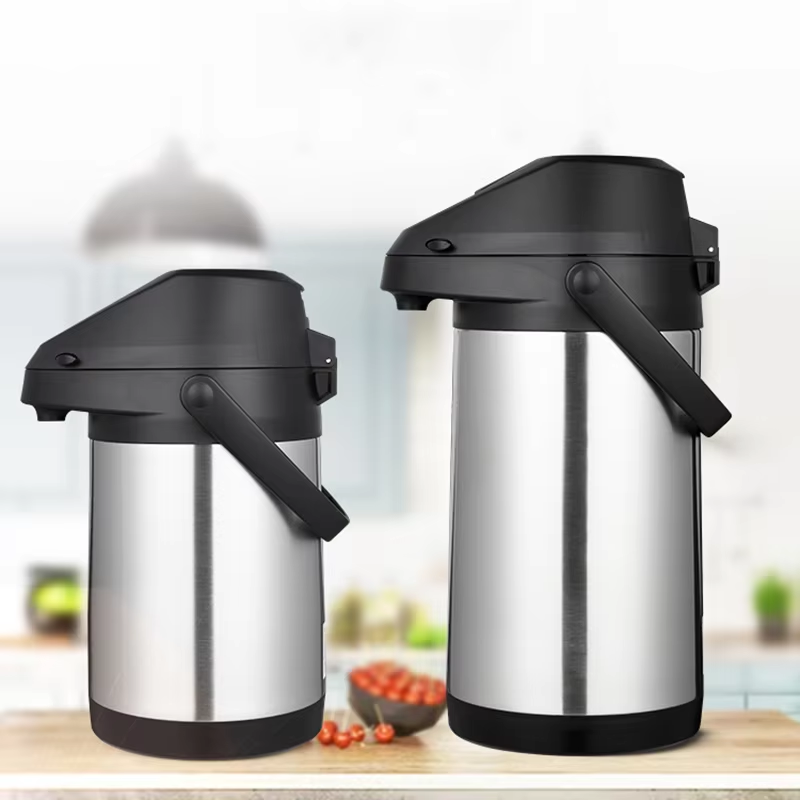 Daydays Airpot Thermos Vacuum Insulated Stainless Steel Lever Action Airpot Thermos Water Coffee Airpots Dispenser With Pump - 4Liter