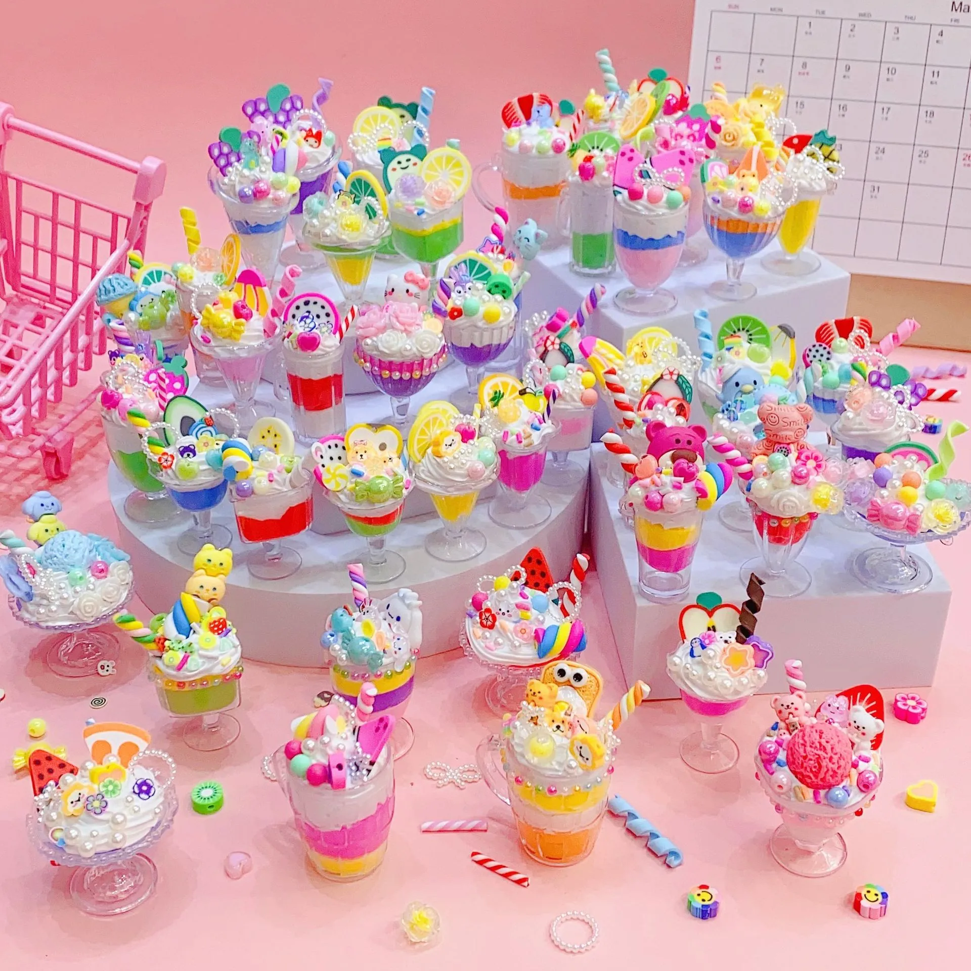 Diy Imitation Ice Cream Cup Material Pack Handmade Diy Cream Glue Dessert Cup Children'S Educational Playset 12 Diy Imitation Ice Cream Cup Material Pack Handmade Diy Cream Glue Dessert Cup Children'S Educational Playset