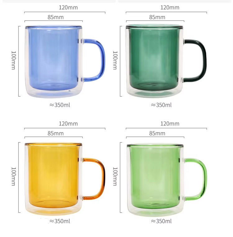 Neon Color Glass Double Wall Mug