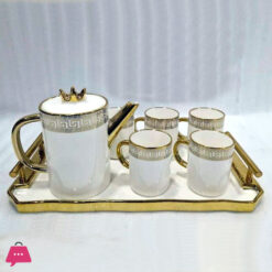 Fine Porcelain Elegant Tea Set with Tray - 9 Pieces