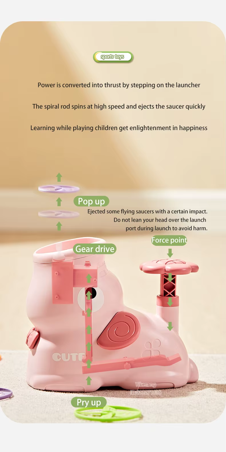 Flying Disc Air Rocket Launcher Saucer Outdoor Soaring Propeller Garden Game Novel Children Toy For Kid Jump Sport