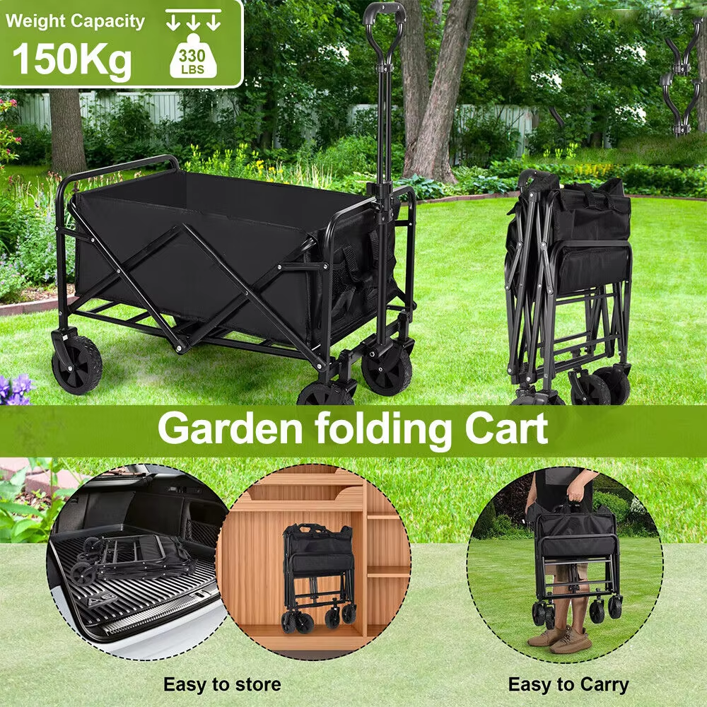 Folding Wagon Cart With Brakes 33.8 Inch Extra Large