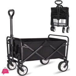 Folding Wagon Cart With Brakes 33.8 Inch Extra Large