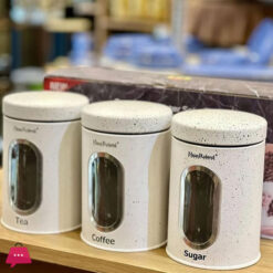 Hausroland Canister 3 Pcs Tin Storage Sugar Tea Coffee Jars