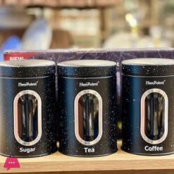 Hausroland Canister 3 Pcs Tin Storage Sugar Tea Coffee Jars
