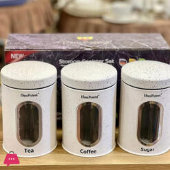 Hausroland Canister 3 Pcs Tin Storage Sugar Tea Coffee Jars