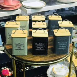 Hausroland Canister 3 Pcs Tin Storage Sugar Tea Coffee Jars