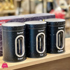 Hausroland Canister 3 Pcs Tin Storage Sugar Tea Coffee Jars