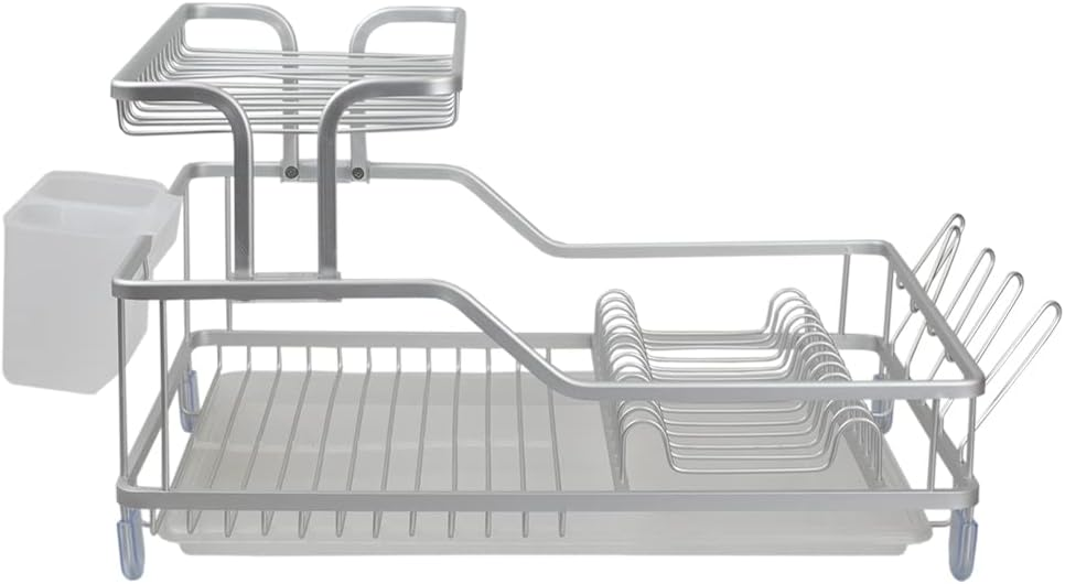 Heavy Duty 2-Tier Aluminum Dish Rack Rust Resistant