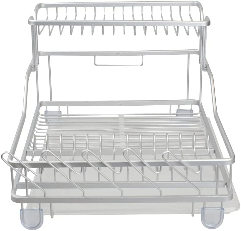 Heavy Duty 2-Tier Aluminum Dish Rack Rust Resistant