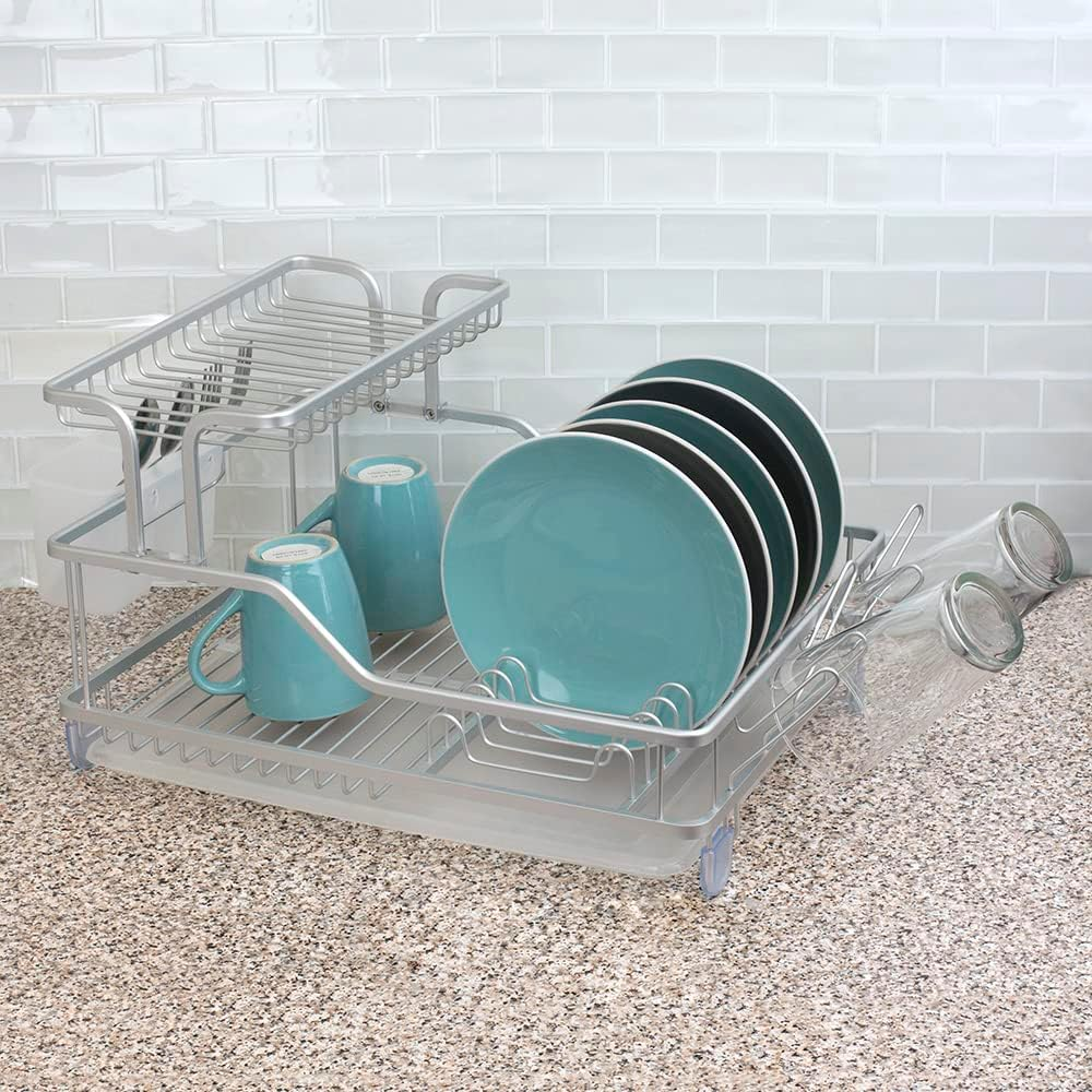 Heavy Duty 2-Tier Aluminum Dish Rack Rust Resistant