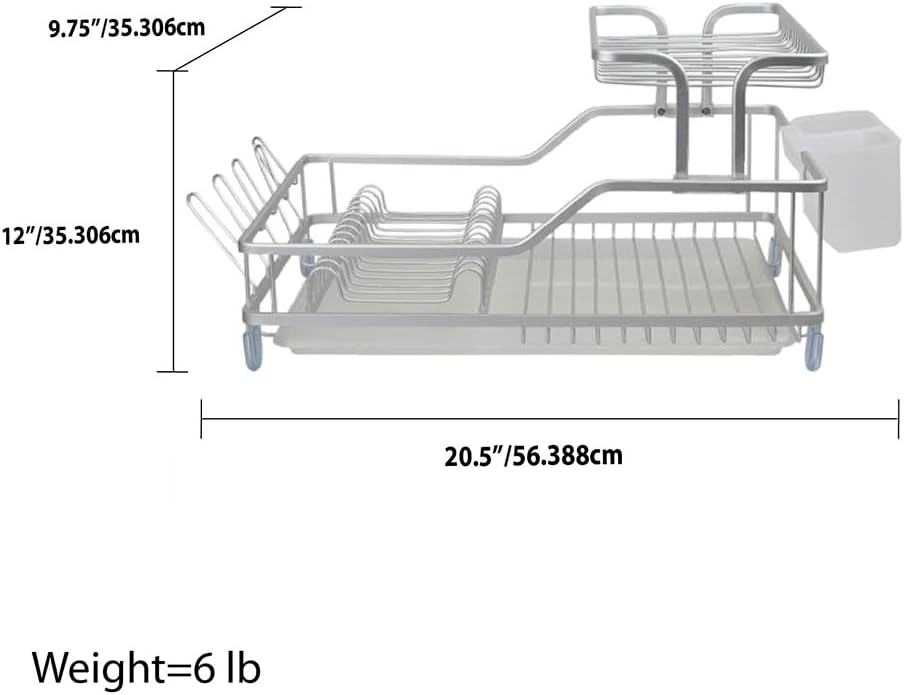 Heavy Duty 2-Tier Aluminum Dish Rack Rust Resistant