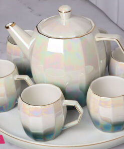 Holographic Tea Set 6 Cups Kettle &Amp; Revolving Tray - Image 4