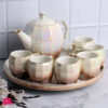 Holographic Tea Set 6 Cups Kettle &Amp; Revolving Tray