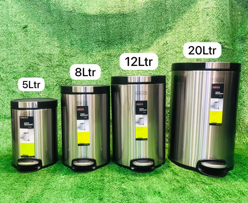 Homeatic Stainless Steel Grace Pedal Bin 12 Litre (Hydrolic)