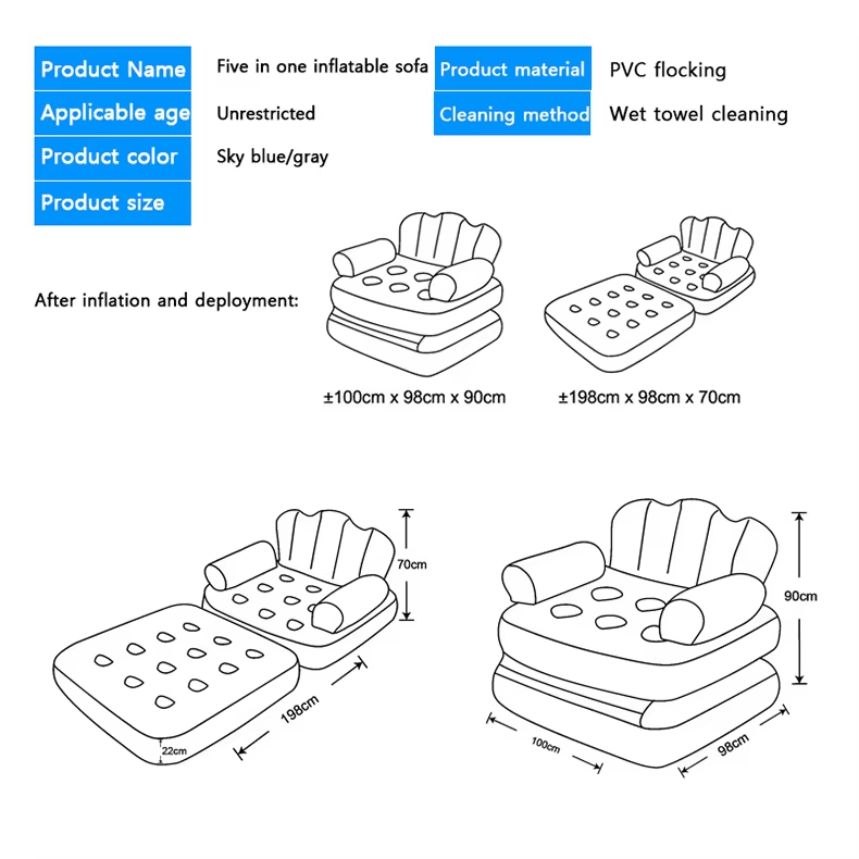 Inflatable Outdoor Sofa For Travel Lounge Chairs Adult Furniture Portable Inflatable Chair