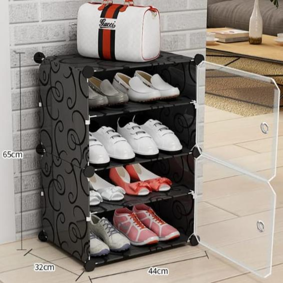 Intelligent Plastic Portable 2 Cube 4 Layer Cabinet – Shoe Rack