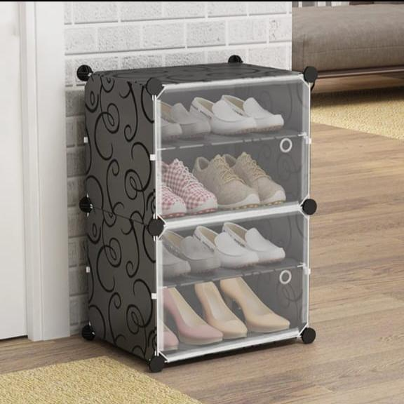 Intelligent Plastic Portable 2 Cube 4 Layer Cabinet – Shoe Rack