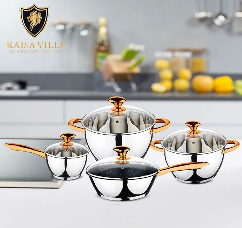 Kaisa Villa Stainless Steel Induction Bottom Cookware 8 Pcs Set