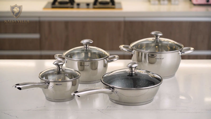 Kaisa Villa Stainless Steel Induction Bottom Cookware 8 Pcs Set