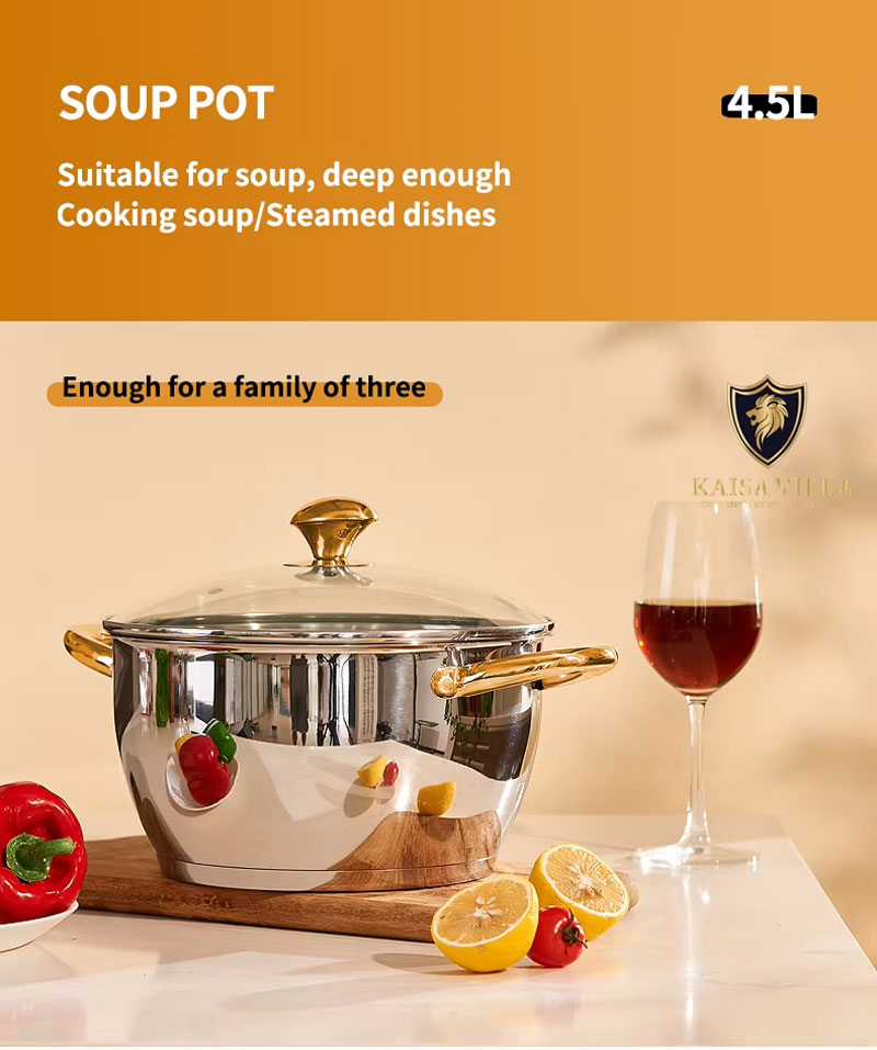 Kaisa Villa Stainless Steel Induction Bottom Cookware 8 Pcs Set