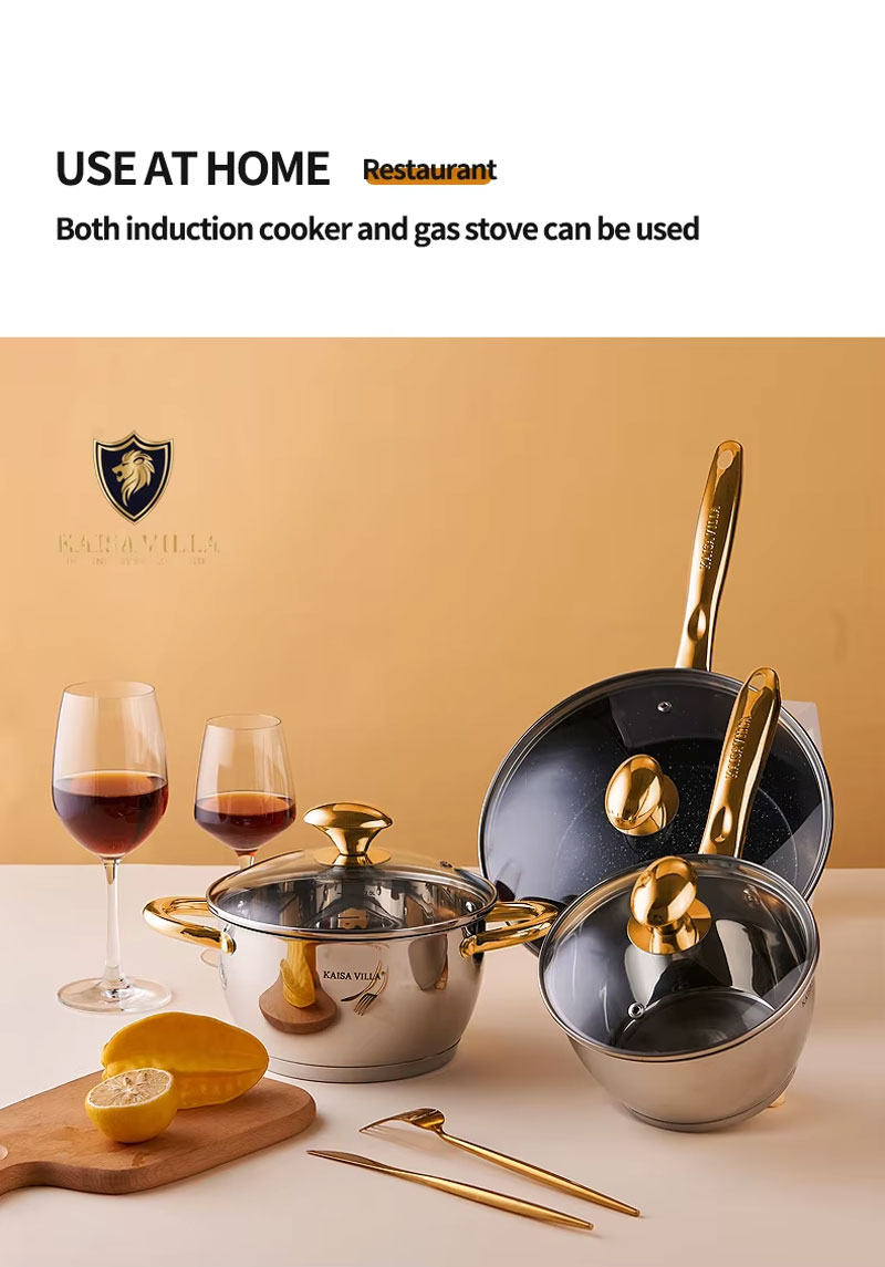 Kaisa Villa Stainless Steel Induction Bottom Cookware 8 Pcs Set