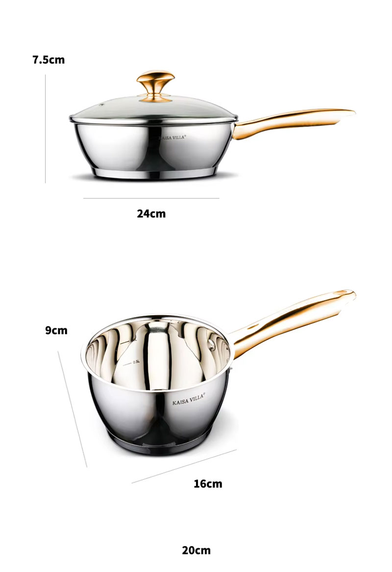 Kaisa Villa Stainless Steel Induction Bottom Cookware 8 Pcs Set