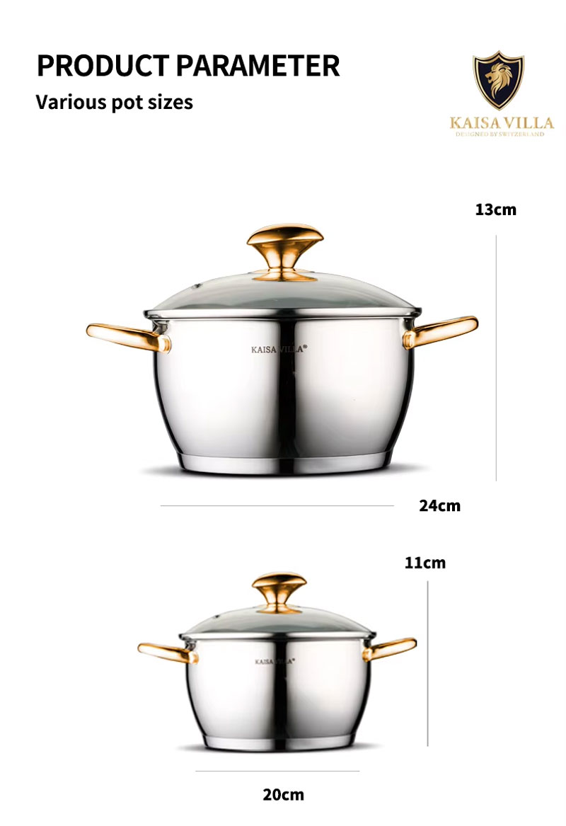 Kaisa Villa Stainless Steel Induction Bottom Cookware 8 Pcs Set