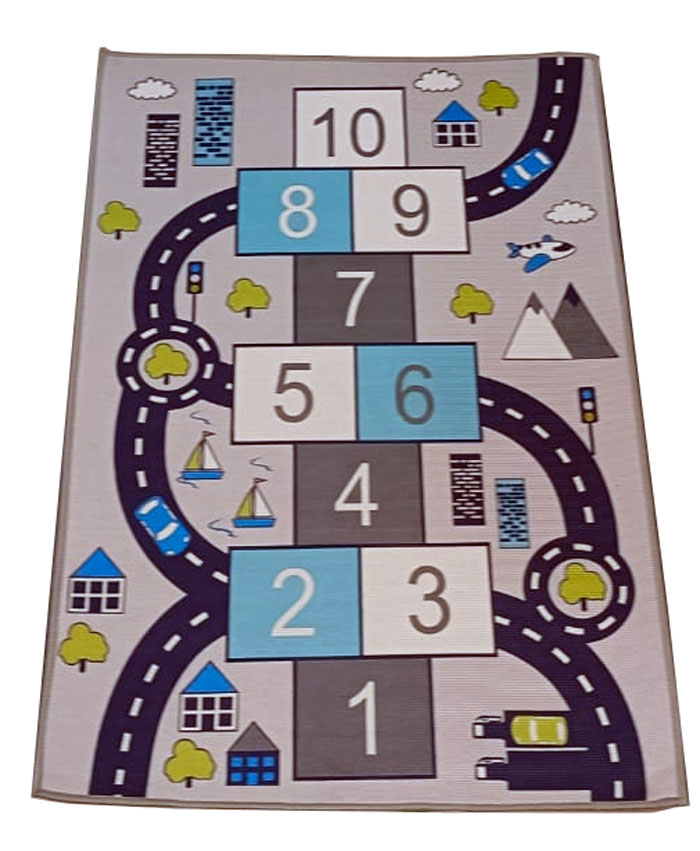 Kids Carpet Play Mat For Kids Room Bouncy And Streets Grey Size 60X40Cm
