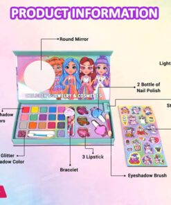 Kids Washable Makeup Kit Fold Out Makeup Palette with Mirror with Light