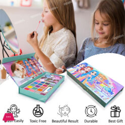 Kids Washable Makeup Kit Fold Out Makeup Palette With Mirror With Light