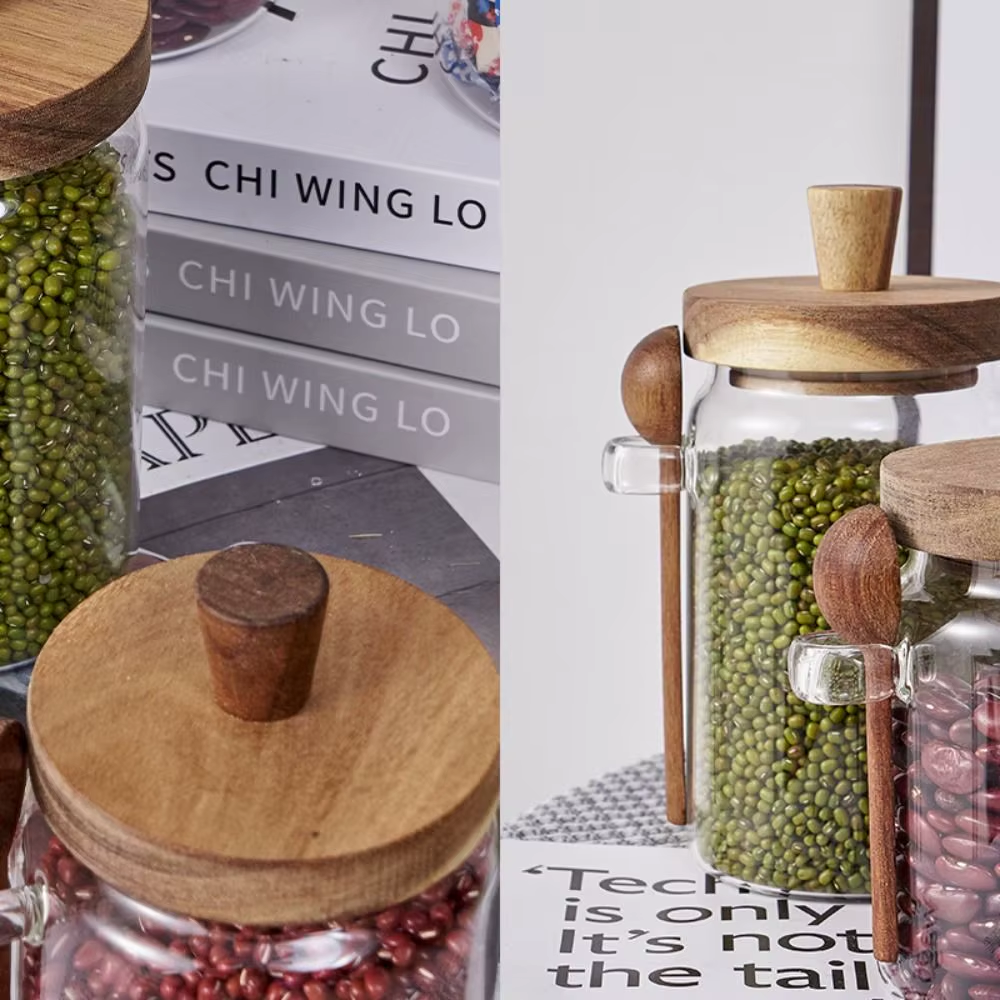 Kitchen Glass Sealed Jar Portable Household Five Grains Storage Can Seasoning Bottle Multifunctional Coffee Tea Storage Bottle