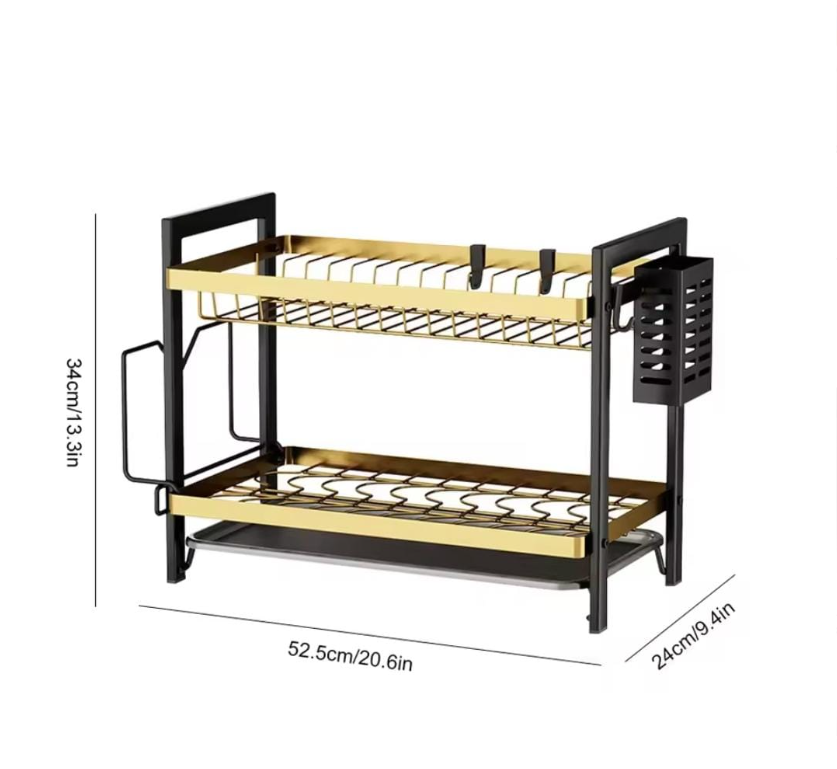 Kitchen Storage Multi-Function Plate Rack - 2 Layer 4 Kitchen Storage Multi-Function Plate Rack - 2 Layer